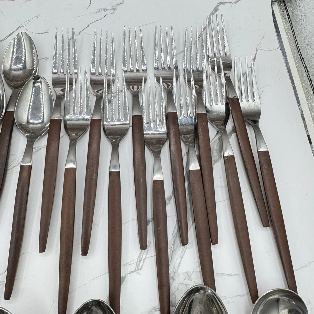 Vintage 50pc Ekco Eterna Canoe Muffin MCM Flatware Set Stainless Japan MCM